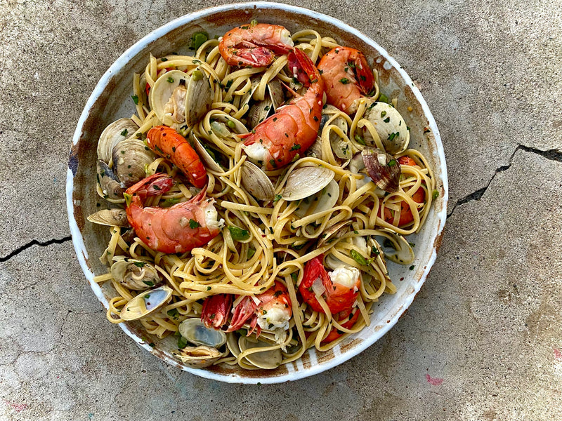 Linguine with Clams, Prawns and Spring Peas